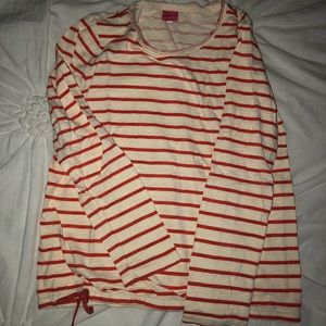 Crewcuts girls white&orange stripe long-sleeve